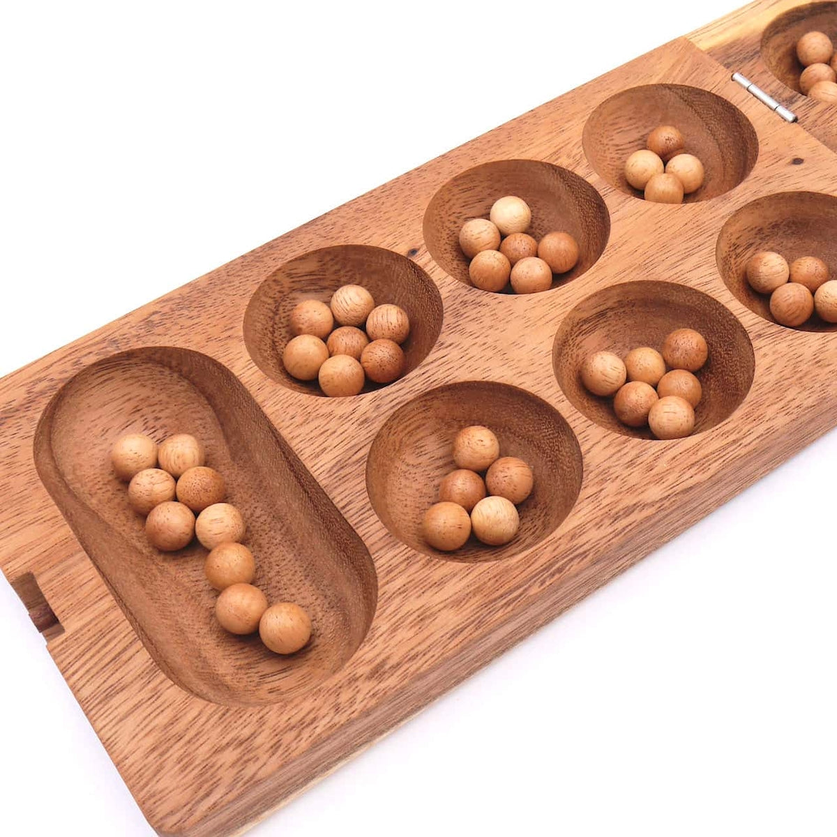 Kalaha - hochwertiges Steinchenspiel inkl. Spielsteinen aus Holz für 2 Personen