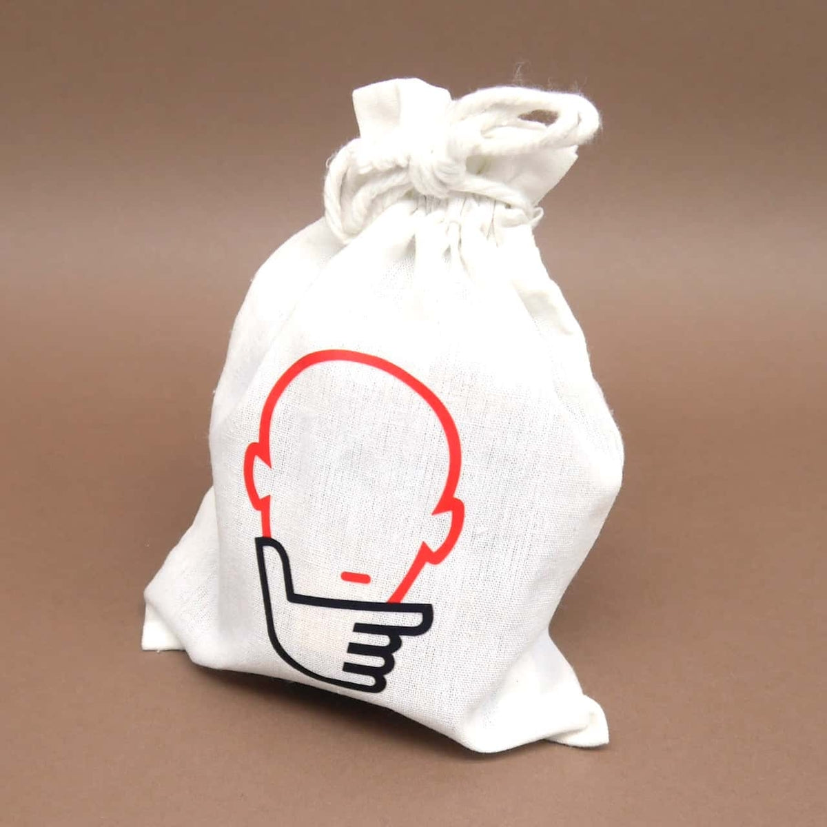 Stoffbeutel mit Thinking-Logo, in dem das 3dpuzzle „Fritz Flop“ verpackt ist.