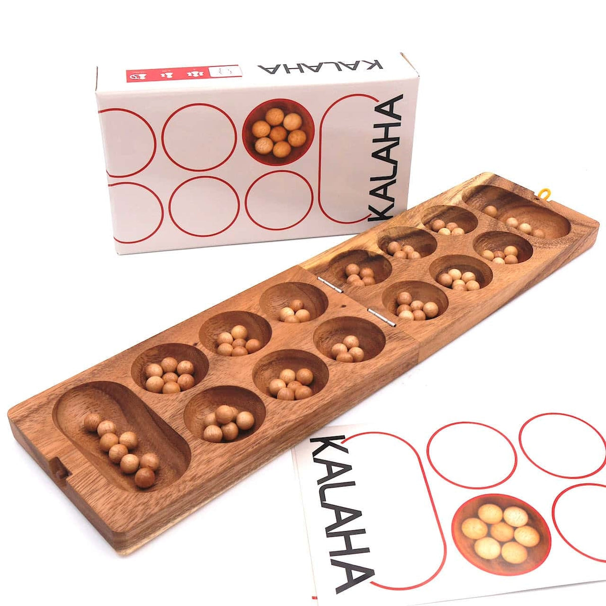 Kalaha - hochwertiges Steinchenspiel inkl. Spielsteinen aus Holz für 2 Personen