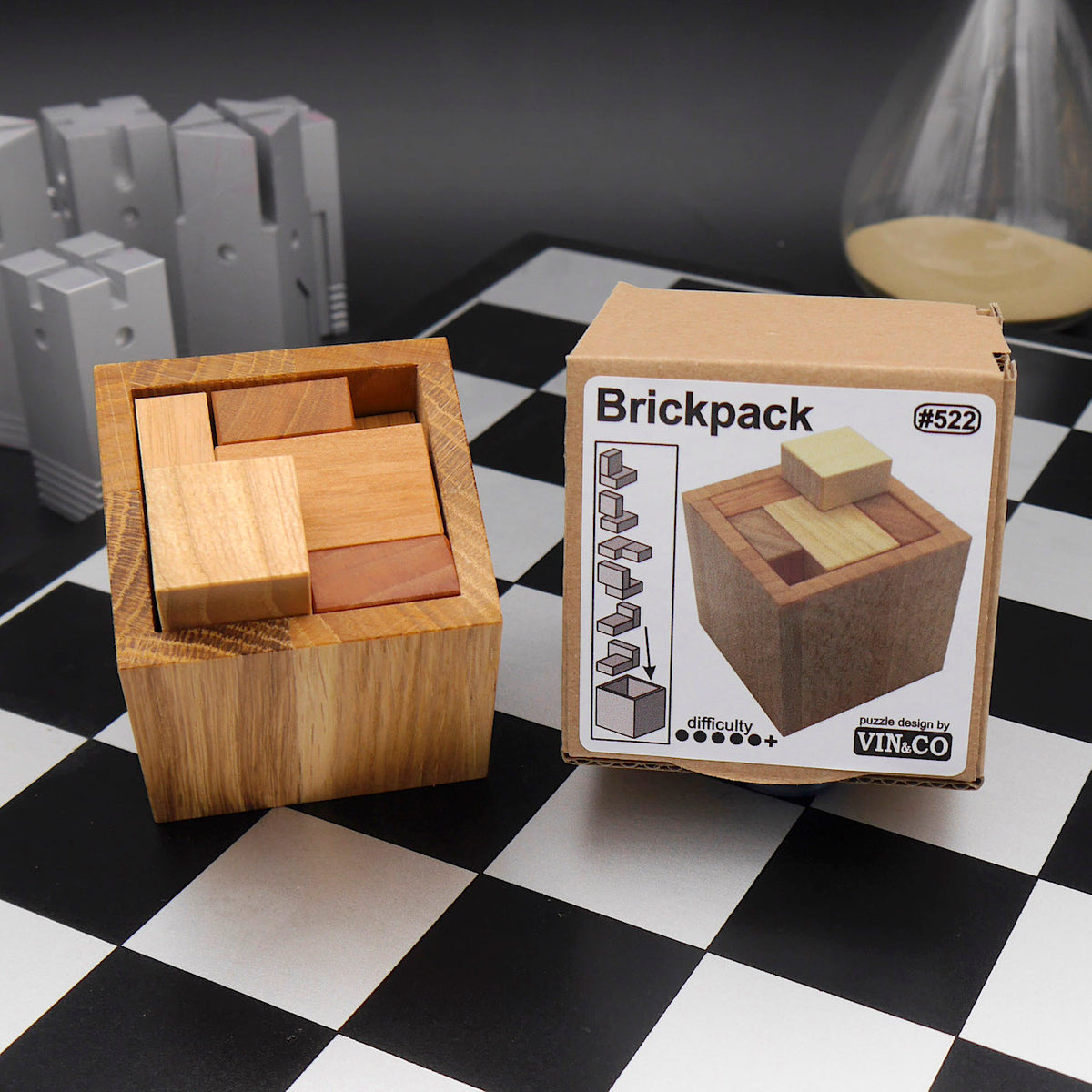 Brickpack - schwieriges Packpuzzle mit 6 verschiedenen Teilen