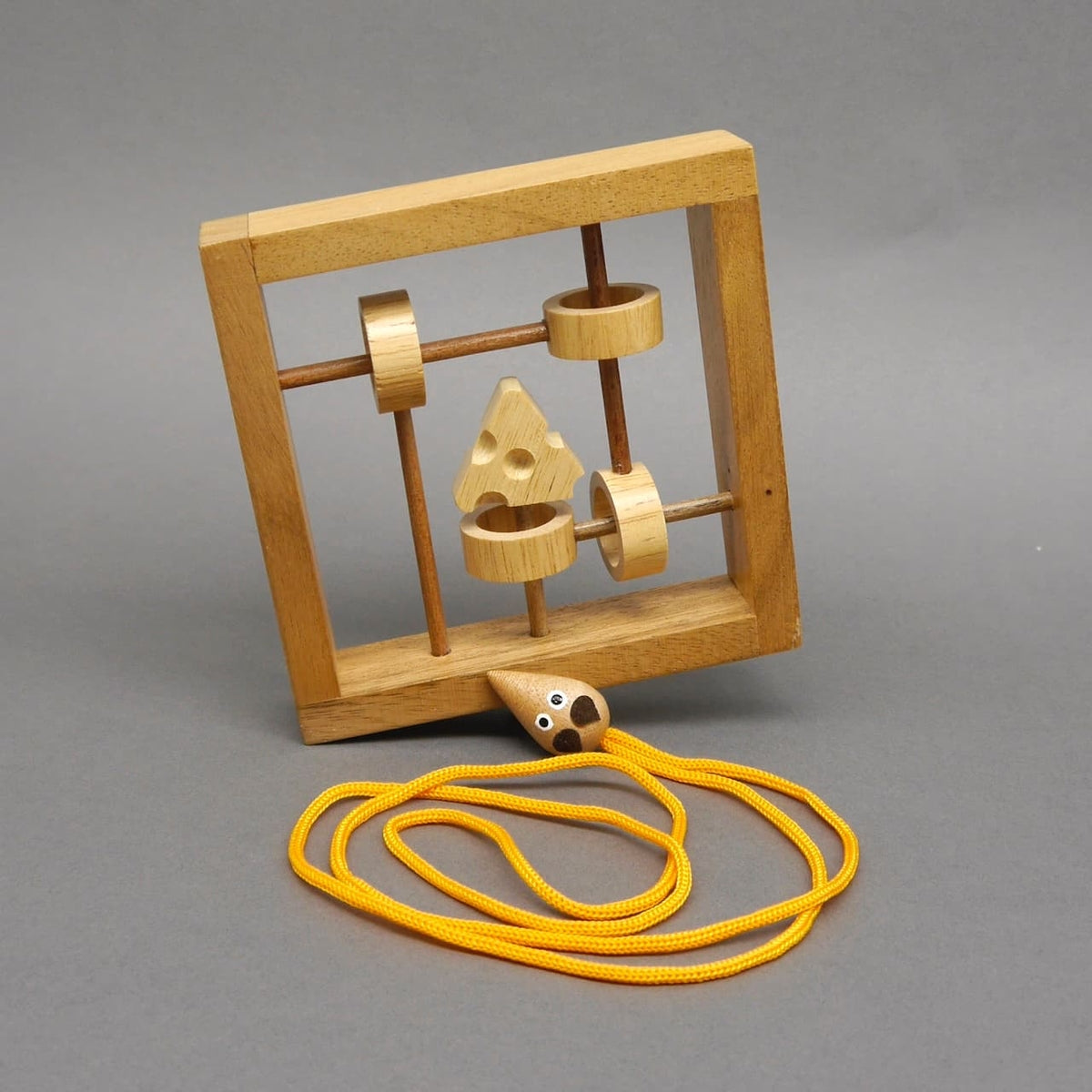 ROMBOL Mausefalle Seilpuzzle Aus Holz – Knobelspiel Für Jung Und Alt, 13x13 Cm, Mit Anleitung – Geduldspiel Aus Samena-Holz
