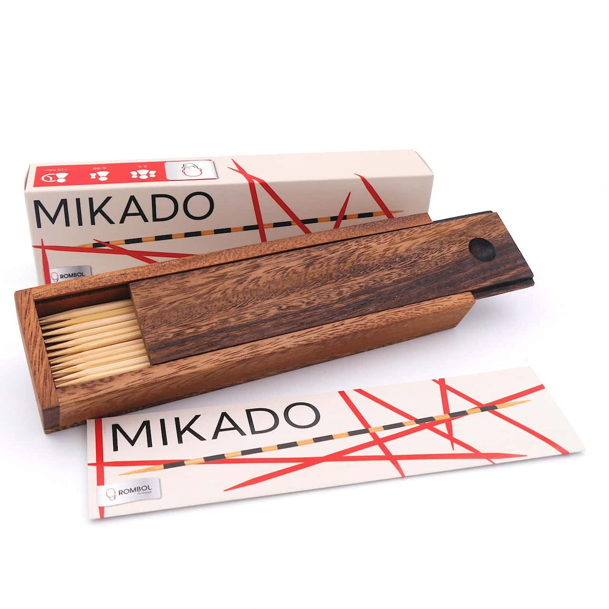 Eine Aufnahme von oben auf ein Mikado-Spiel, bei dem die Stäbchen in einem lockeren Stapel liegen und sich überlappen.