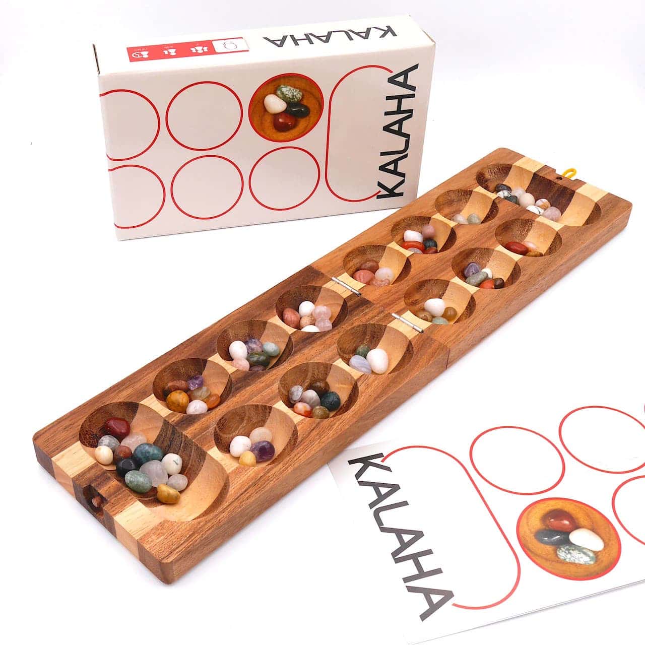 Kalaha - hochwertiges Steinchenspiel inkl. Spielsteinen aus Holz für 2 Personen