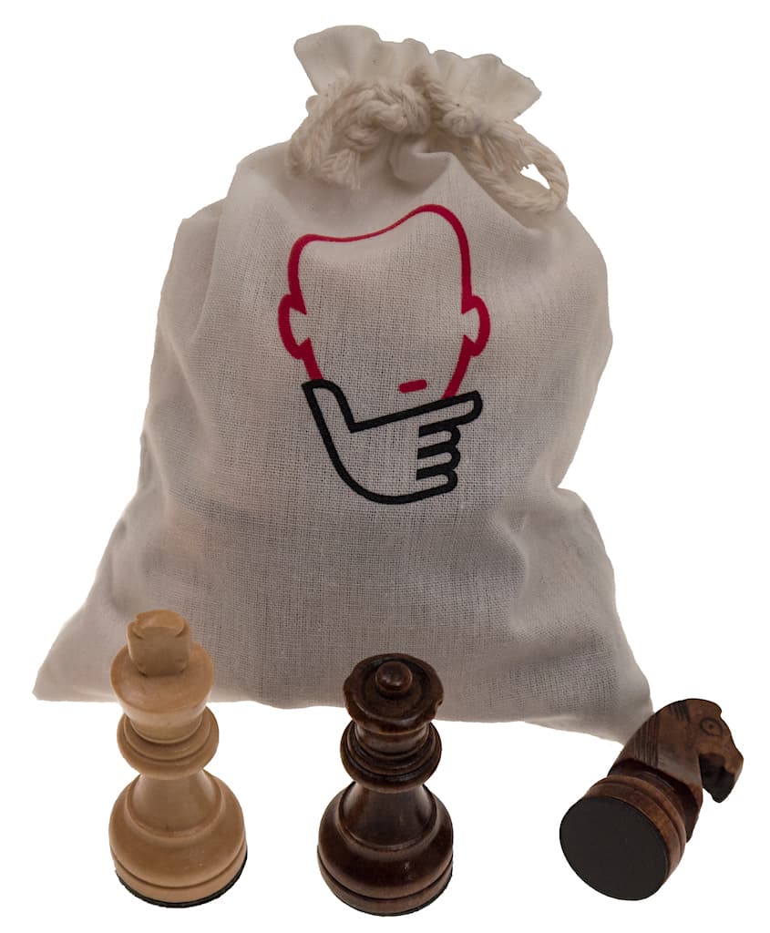 Schachfiguren "Otto" (KH 78), Staunton Design, Erle natur und braun gebeizt, gewichtet, Gummisockel, im Baumwollbeutel